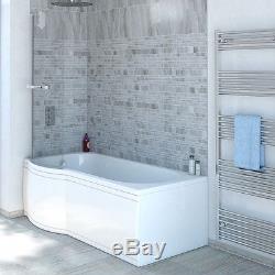 11 Jet P Shaped Whirlpool Shower Bath Screen with Towel Rail Panel Jacuzzi Spa