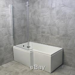 1500mm L Shaped Showerbath Bath + Whirlpool Jacuzzi Spa + Lights Options