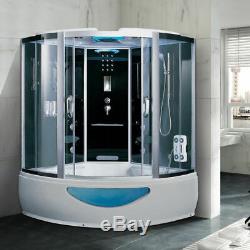 1500mm Luxury Steam Corner Shower Cabin Enclosure Whirlpool System Jacuzzis Bath