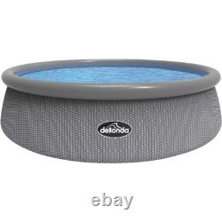 15ft Round Garden Swimming Pool & Pump 84cm Deep Kids Paddling Grey Rattan