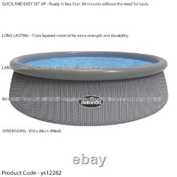 15ft Round Garden Swimming Pool & Pump 84cm Deep Kids Paddling Grey Rattan