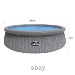 15ft Round Garden Swimming Pool & Pump 84cm Deep Kids Paddling Grey Rattan