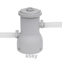 15ft Round Garden Swimming Pool & Pump 84cm Deep Kids Paddling Grey Rattan