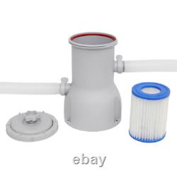 15ft Round Garden Swimming Pool & Pump 84cm Deep Kids Paddling Grey Rattan