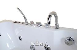 1600mm Whirlpool Bath Shower 16 JET Jacuzzi Straight Bathtub Spa Heater + Light