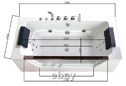 1690mm 22 JET Whirlpool Bath Shower Spa Jacuzzi Straight 2 person Double Bath