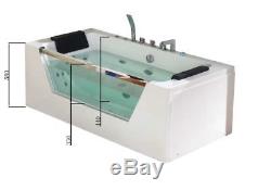 1690mm 22 JET Whirlpool Bath Shower Spa Jacuzzi Straight 2 person Double Bathtub
