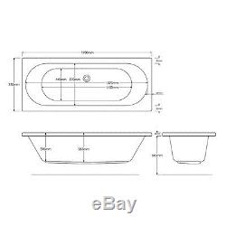 1700 X 750mm 12 CHROME LARGE JET WHIRLPOOL SPA DOUBLE ENDED BATH