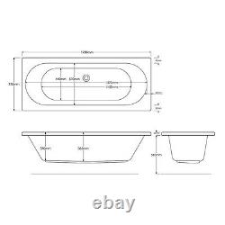 1700 X 750mm 6mm THICKNESS 12 JET WHIRLPOOL SPA DOUBLE ENDED BATH