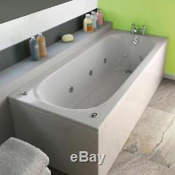 1700 x 700 mm Whirlpool Bath Single Ended Square 11 Jets LED Light Jacuzzi Style