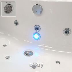1700 x 700mm 12 Jet Whirlpool / Jacuzzi Spa Bath With LED Colour Kinetic Light