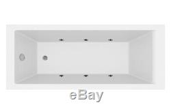 1700 x 700mm Whirlpool Bath Straight Single Ended Square 6 Jets Jacuzzi Style