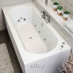 1700 x 750mm Whirlpool Bath Double Ended Curved 10 Jets LED Lights Jacuzzi Style
