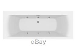 1700 x 750mm Whirlpool Bath Straight Double Ended Square 6 Jets Jacuzzi Style
