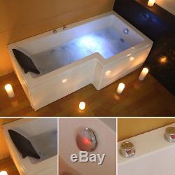 1700mm L Shaped Whirlpool Shower Bath Jacuzzis Bathtub With Screen & Panel