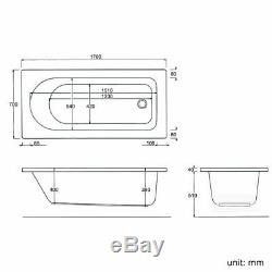 1700mm Luxury Whirlpool Rectangle Single End 13 Jest Spa Jacuzzi Bath with Waste