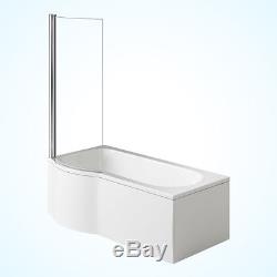 1700mm P Shaped Whirlpool Bath Left Hand with Shower Screen Model ROME