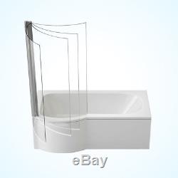 1700mm P Shaped Whirlpool Bath Left Hand with Shower Screen Model ROME