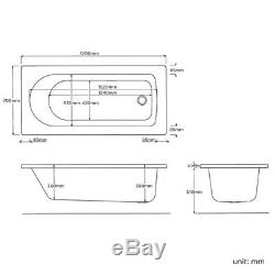 1700mm Whirlpool Single Ended Jacuzzi Spa Bath 6 Jets