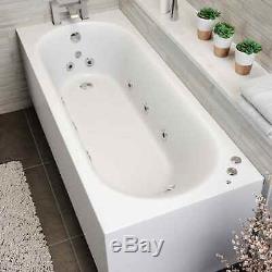 1800 x 750mm Whirlpool Bath Single Ended Curved 10 Jets LED Lights Jacuzzi Style