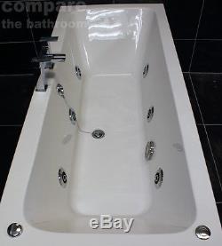 1800 x 800mm Double Ended Square Whirlpool Bath + 6 Jet Spa Whirlpool Jacuzzi