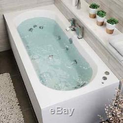 1800 x 800mm Whirlpool Bath Double Ended Curved 10 Jets LED Lights Jacuzzi Style