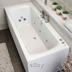 1800 x 800mm Whirlpool Bath Double Ended Square 10 Jets LED Lights Jacuzzi Style
