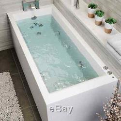 1800 x 800mm Whirlpool Bath Single Ended Square 10 Jets LED Lights Jacuzzi Style