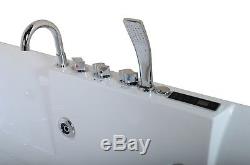 1850mm Shower Whirlpool Bath 18 JET Jacuzzi Straight Bath Tub Spa Heater + Light