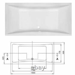 1900 x 900mm 6-8-11 Jet Whirlpool / Jacuzzi Bath-Double Ended LIGHT OPTION DEAL