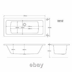 22 JET TROJAN ELITE 1700x700mm DE WHIRLPOOL SPA BATH WITH FLOW JETS