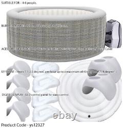 4-6 Person Inflatable Garden Hot Tub, Smart Pump & Accessories Set Rattan Effect