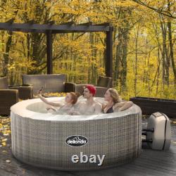 4-6 Person Inflatable Garden Hot Tub, Smart Pump & Accessories Set Rattan Effect