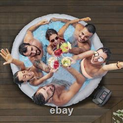 4-6 Person Inflatable Hot Tub & Smart Pump Rattan Effect Outdoor Garden Party