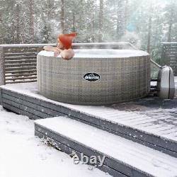 4-6 Person Inflatable Hot Tub & Smart Pump Rattan Effect Outdoor Garden Party