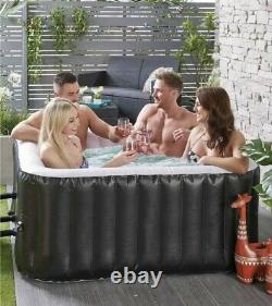 4 Person Black Inflatable Jacuzzi Hot Tub Spa Bubbles Square BRAND NEW