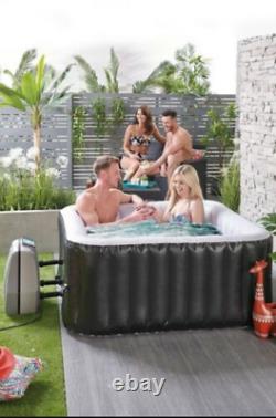 4 Person Black Inflatable Jacuzzi Hot Tub Spa Bubbles Square Brand New