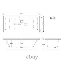 8 JET TROJAN SOLARNA 1700 X 750mm DOUBLE ENDED WHIRLPOOL BATH