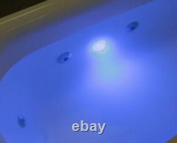 8 Jet L Shape Shower Bath 1700mm with Black Bath Screen and Optional LED Light