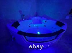 AMALFI WHIRLPOOL CORNER BATH-JACUZZI JETS-LED LIGHTS-1520mm x 1520mm-RRP £1999