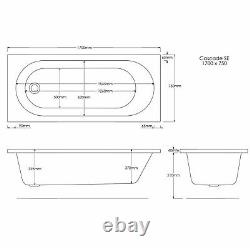 Alton Single Ended Bath with 6 Jet Whirlpool System 1700 x 750mm