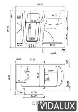 Ashford 1200 Whirlpool & Airspa Easy Access Walk-In Bath Left Hand
