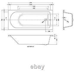 BARMBY Hydrotherapy Whirlpool/Airspa system 24 Jet 1700x750 Single Ended Bath