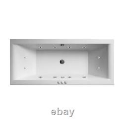 BGB 1700mm x 700mm Square Double Ended 12 Jet Whirlpool Bath Chrome