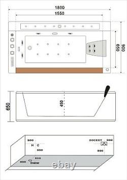 Bath Tub Bath Hydro Massage Whirlpool 180x90 Spa Whirpool Disinfection Frame