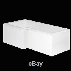 Bath Tub L Shape Left Side Edge Single Ended Bathroom Gloss White 1700x850