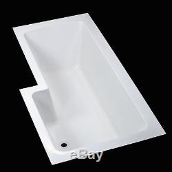 Bath Tub L shape Right Side Edge Single Ended Bathroom Gloss White 1700x850