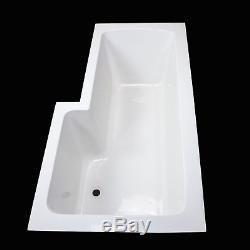 Bath Tub L shape Right Side Edge Single Ended Bathroom Gloss White 1700x850