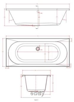 Beaufort Biscay Double Ended 12 Jet 1700 x 750 mm Whirlpool Spa Bath
