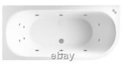 Beaufort Biscay LH 1600 x 725 mm J Shaped DE Whirlpool Bath 12 jets with panel